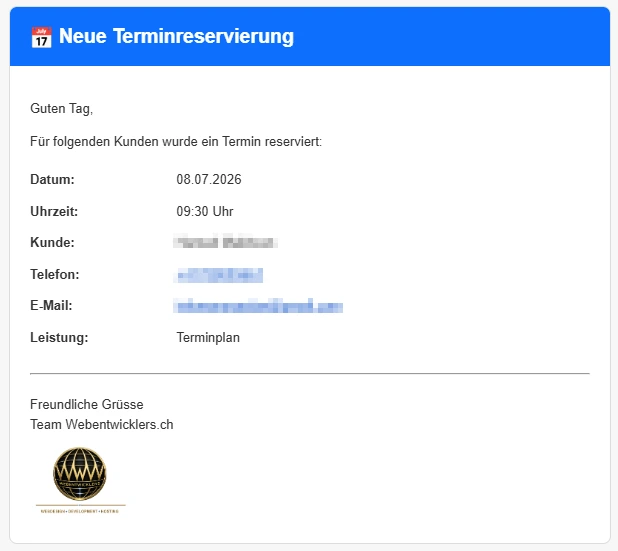 Terminreservierung Firma